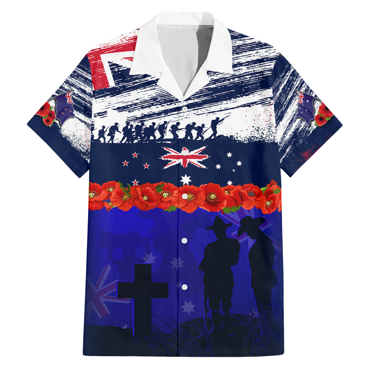 New Zealand and Australia ANZAC Day Family Matching Mermaid Dress and Hawaiian Shirt Lest We Forget Red Poppy Flowers and Soldier