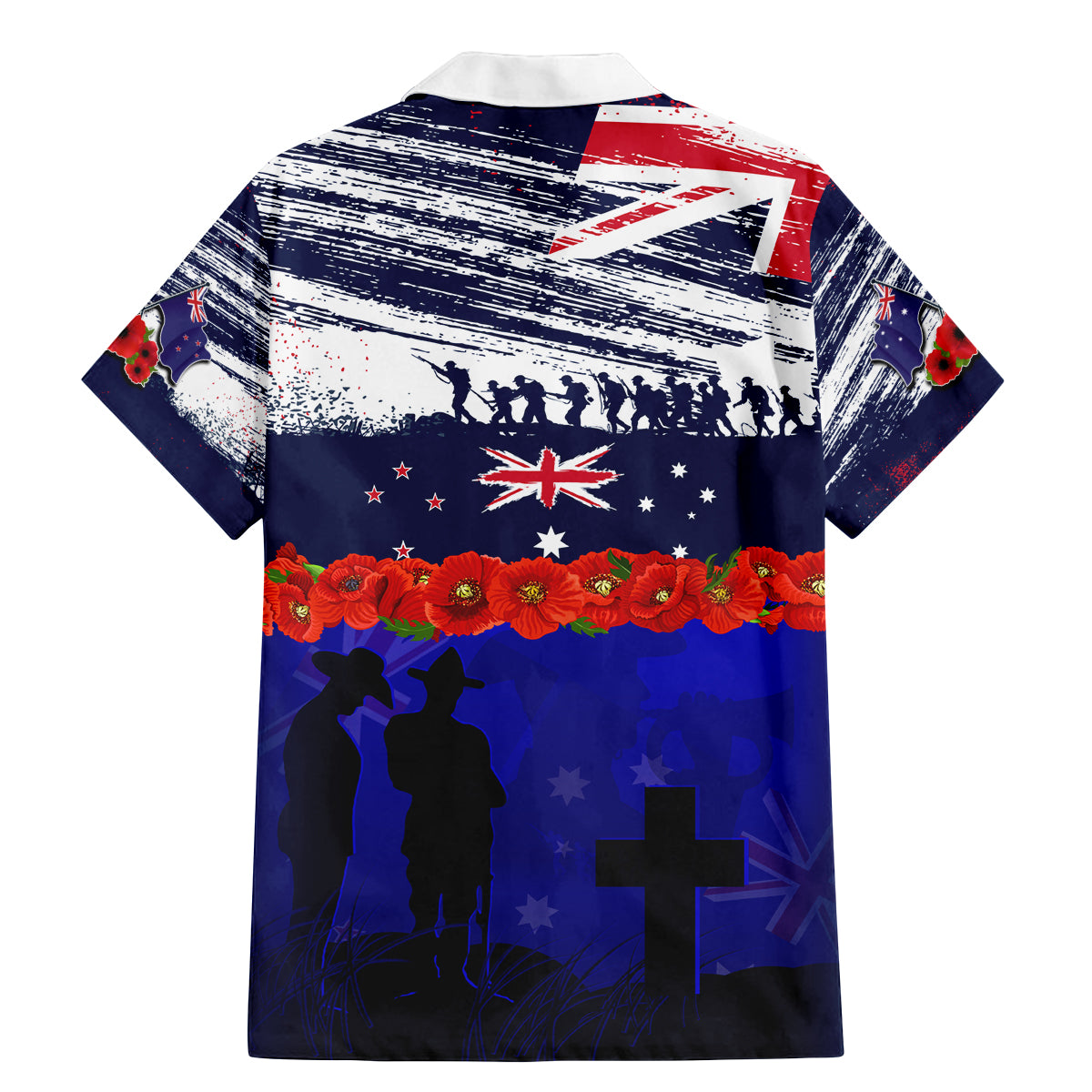 New Zealand and Australia ANZAC Day Family Matching Mermaid Dress and Hawaiian Shirt Lest We Forget Red Poppy Flowers and Soldier