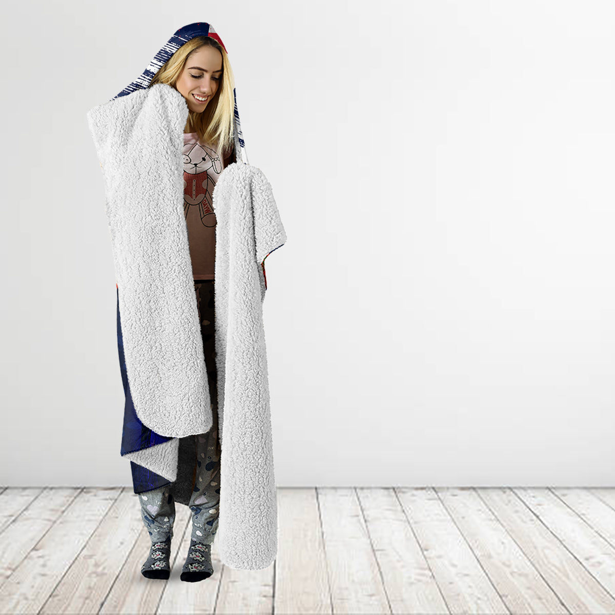 New Zealand and Australia ANZAC Day Hooded Blanket Lest We Forget Red Poppy Flowers and Soldier