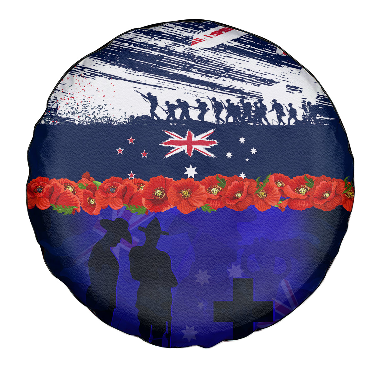New Zealand and Australia ANZAC Day Spare Tire Cover Lest We Forget Red Poppy Flowers and Soldier - Vibe Hoodie Shop