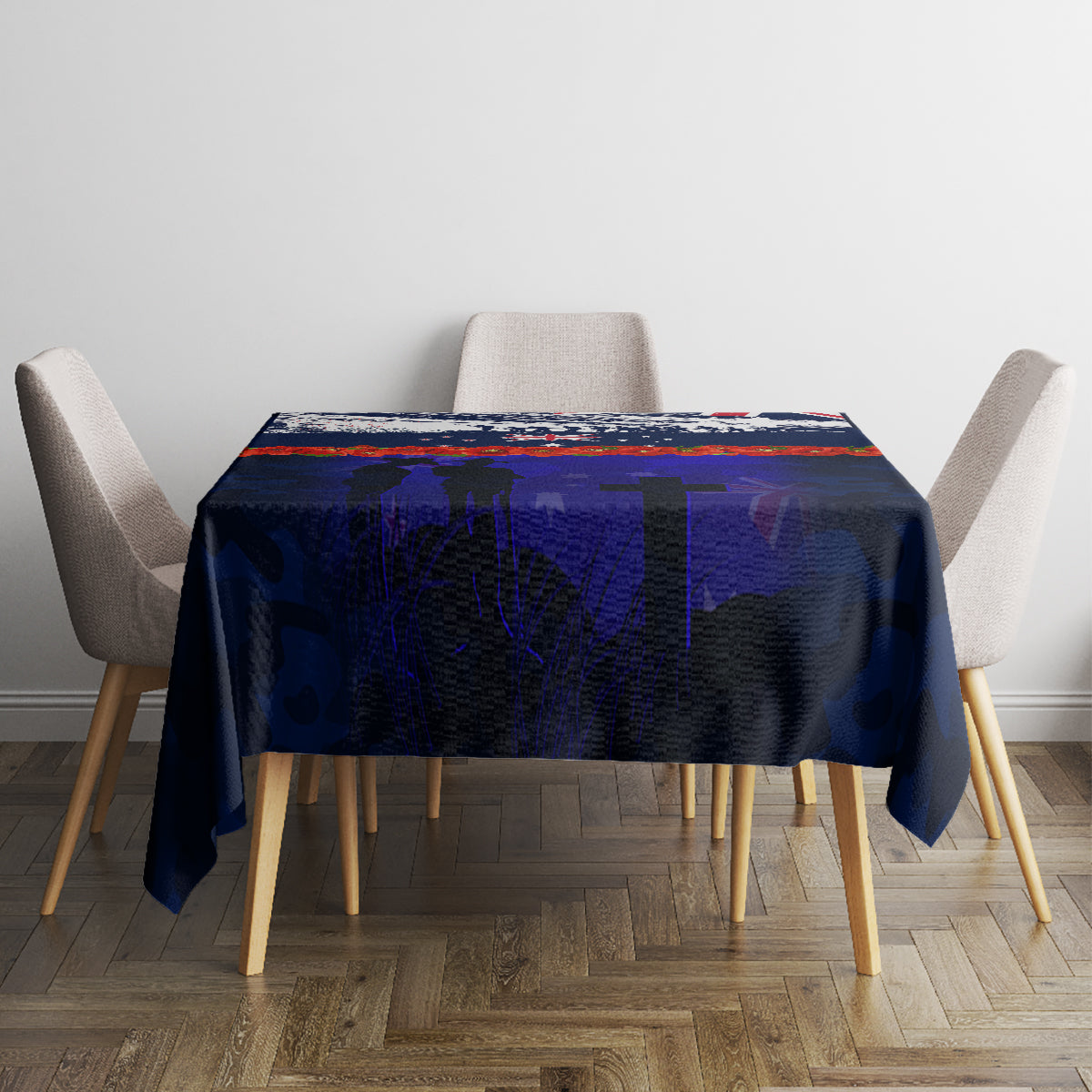 New Zealand and Australia ANZAC Day Tablecloth Lest We Forget Red Poppy Flowers and Soldier