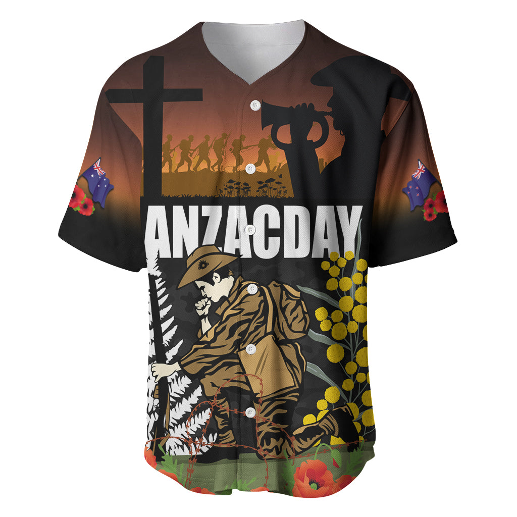 New Zealand and Australia ANZAC Day Baseball Jersey Soldier and Last Post Camouflage Pattern - Vibe Hoodie Shop