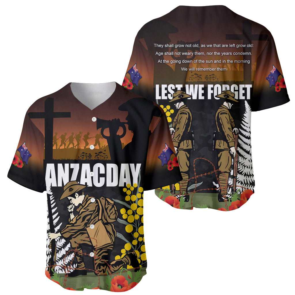 New Zealand and Australia ANZAC Day Baseball Jersey Soldier and Last Post Camouflage Pattern - Vibe Hoodie Shop