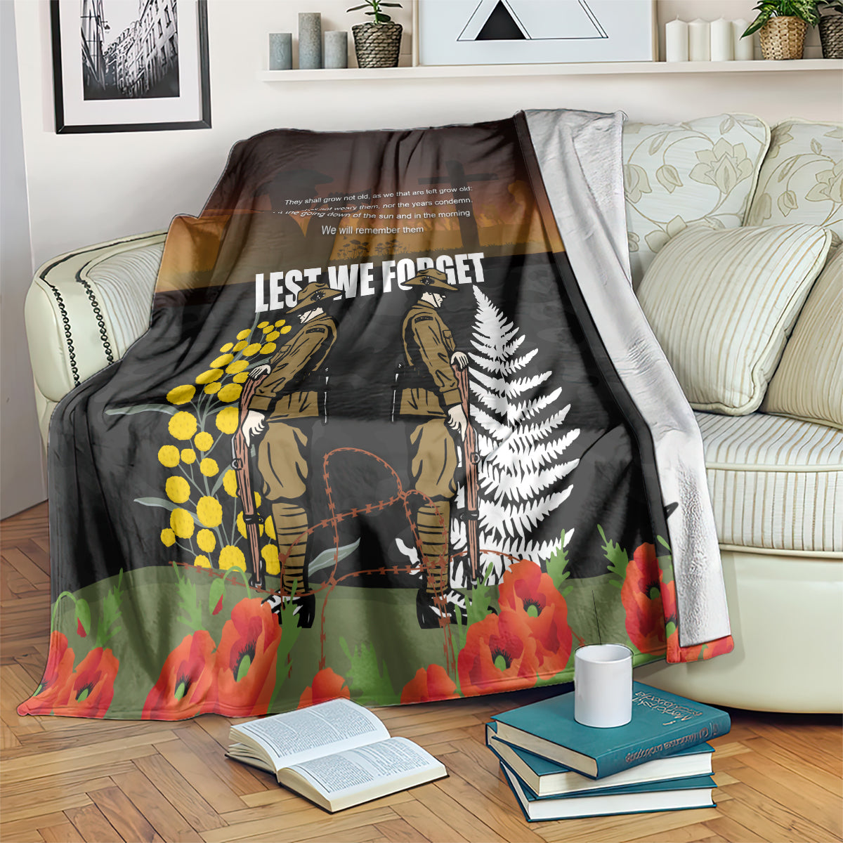 New Zealand and Australia ANZAC Day Blanket Soldier and Last Post Camouflage Pattern - Vibe Hoodie Shop