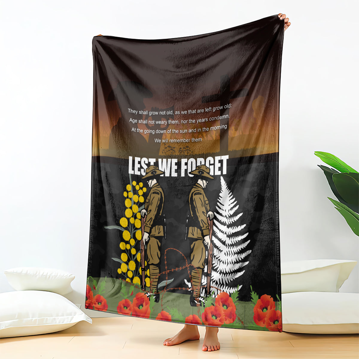 New Zealand and Australia ANZAC Day Blanket Soldier and Last Post Camouflage Pattern - Vibe Hoodie Shop