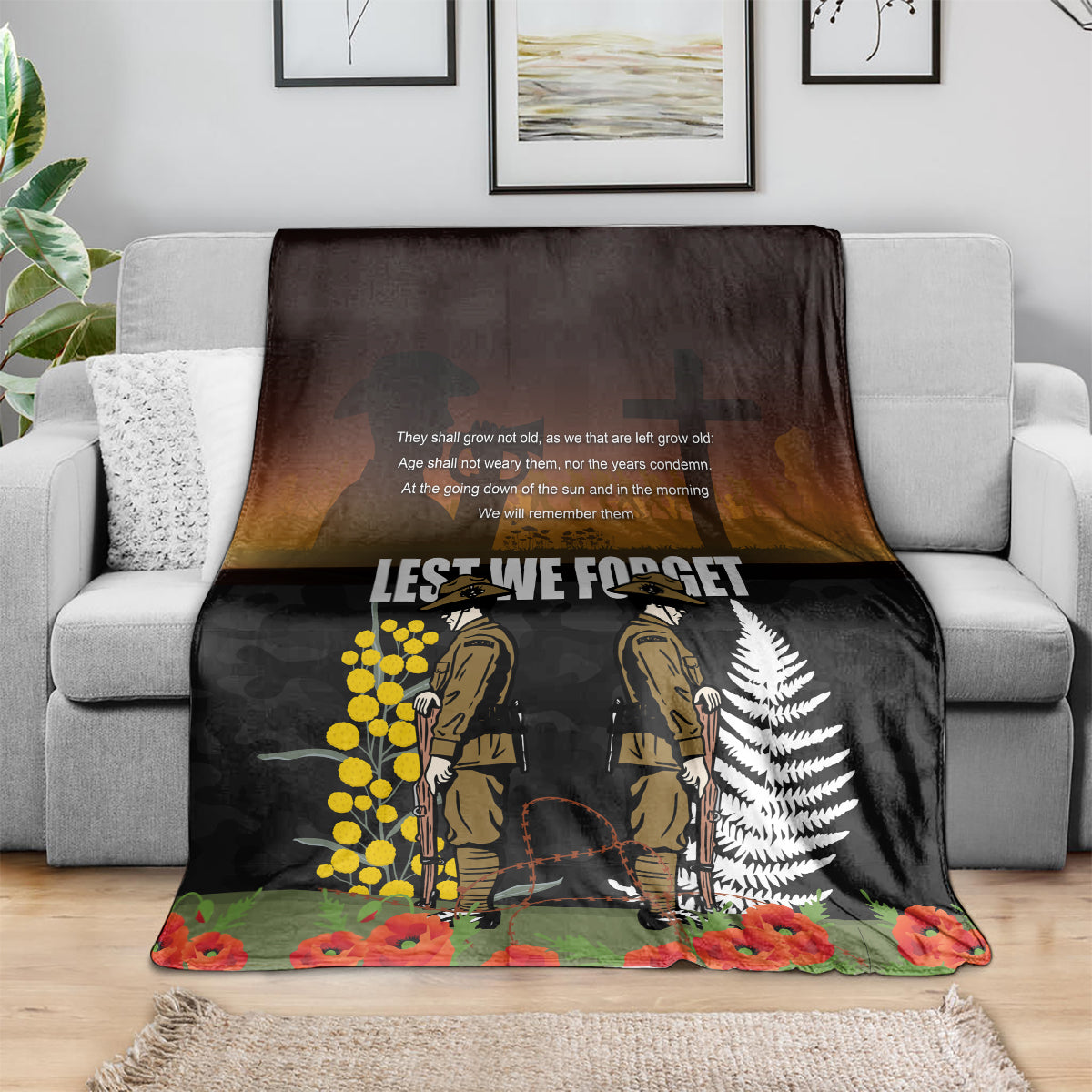 New Zealand and Australia ANZAC Day Blanket Soldier and Last Post Camouflage Pattern - Vibe Hoodie Shop