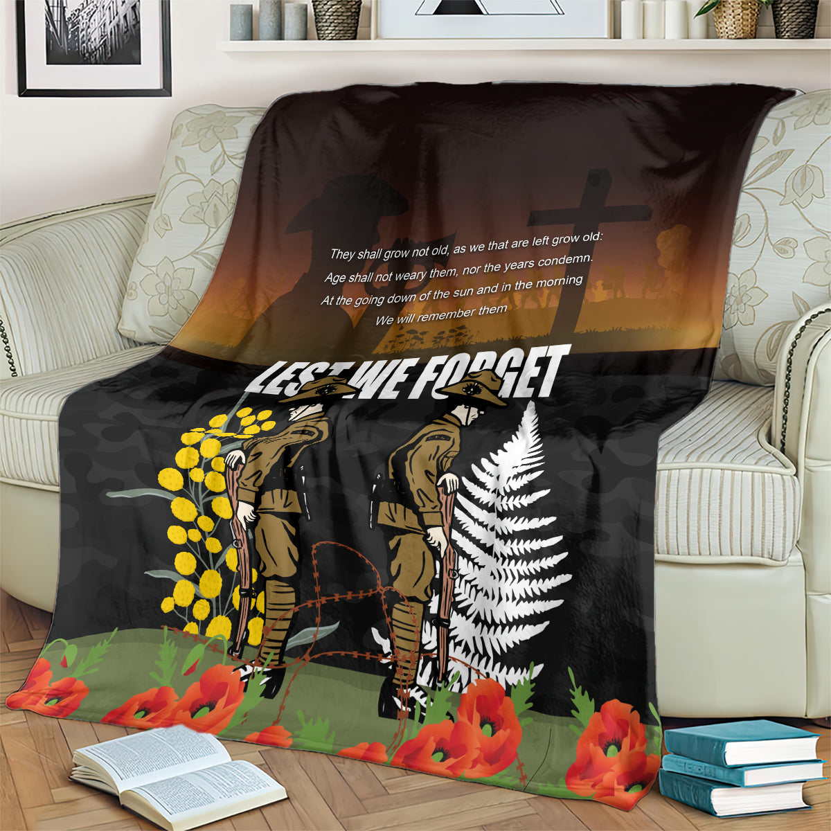 New Zealand and Australia ANZAC Day Blanket Soldier and Last Post Camouflage Pattern - Vibe Hoodie Shop