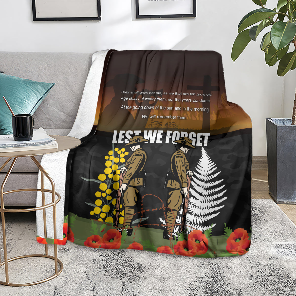 New Zealand and Australia ANZAC Day Blanket Soldier and Last Post Camouflage Pattern - Vibe Hoodie Shop