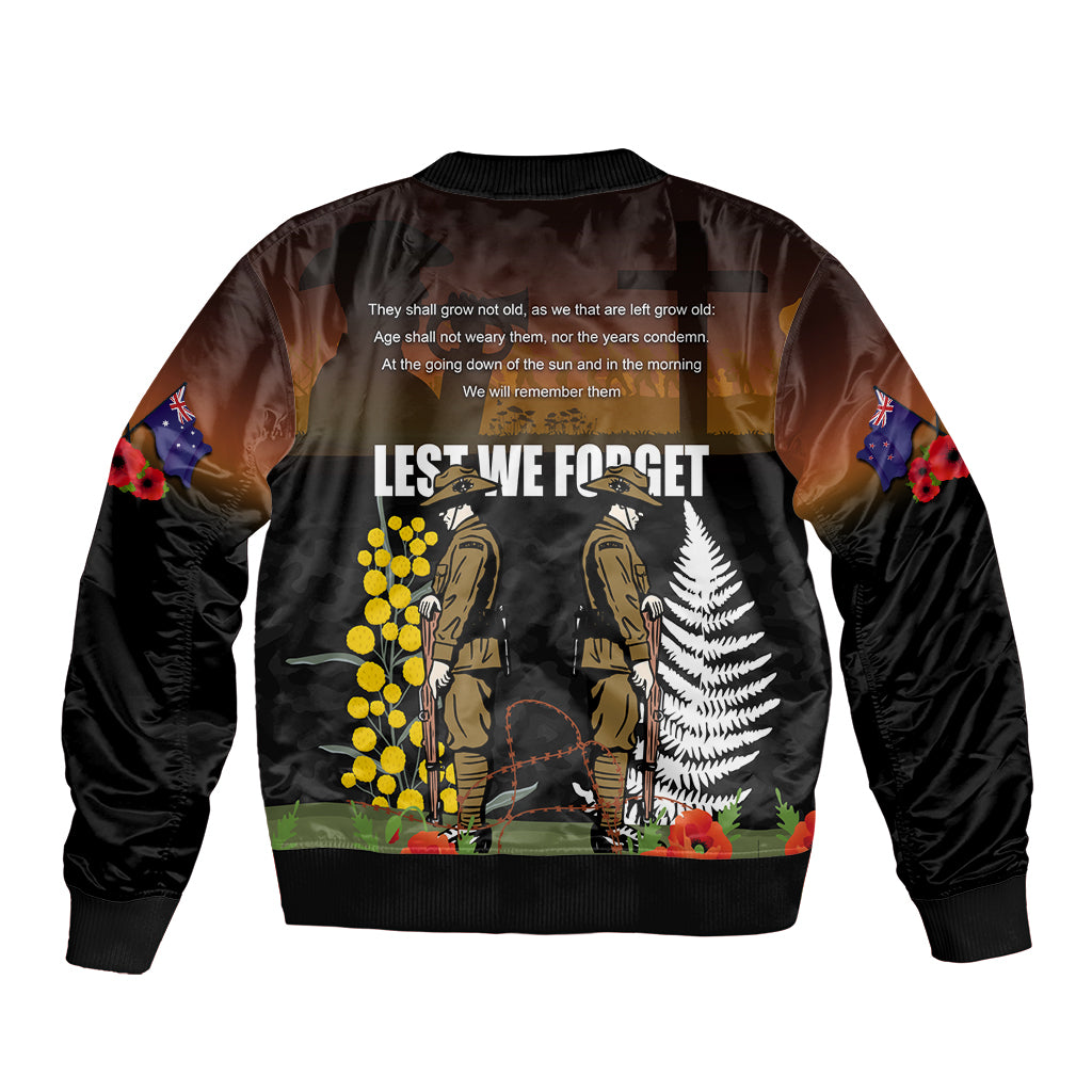 New Zealand and Australia ANZAC Day Bomber Jacket Soldier and Last Post Camouflage Pattern - Vibe Hoodie Shop