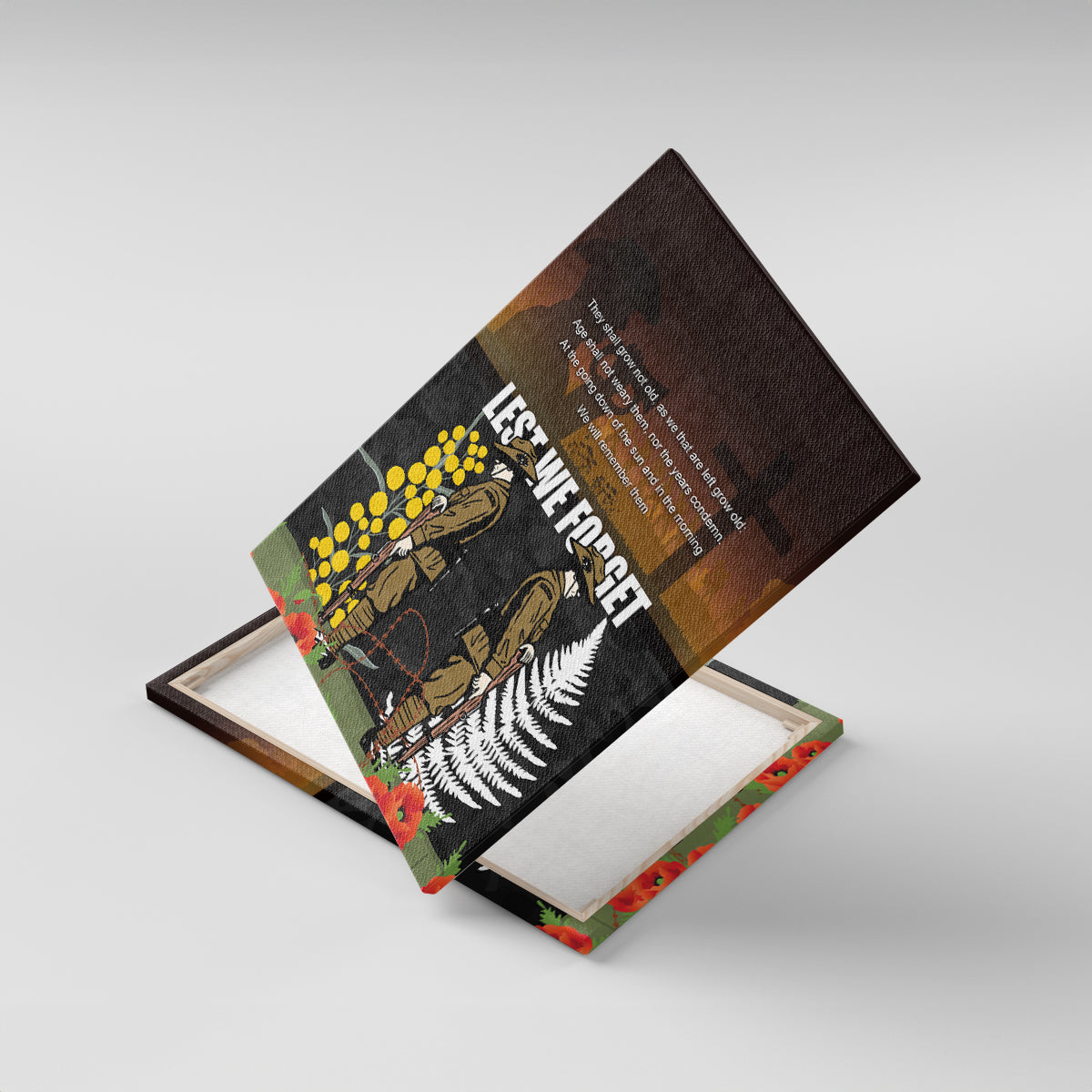 New Zealand and Australia ANZAC Day Canvas Wall Art Soldier and Last Post Camouflage Pattern