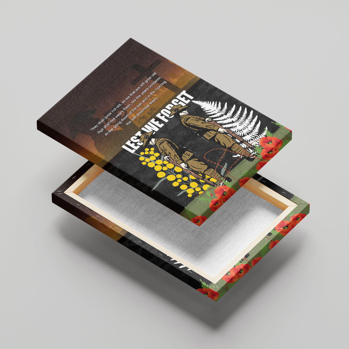 New Zealand and Australia ANZAC Day Canvas Wall Art Soldier and Last Post Camouflage Pattern