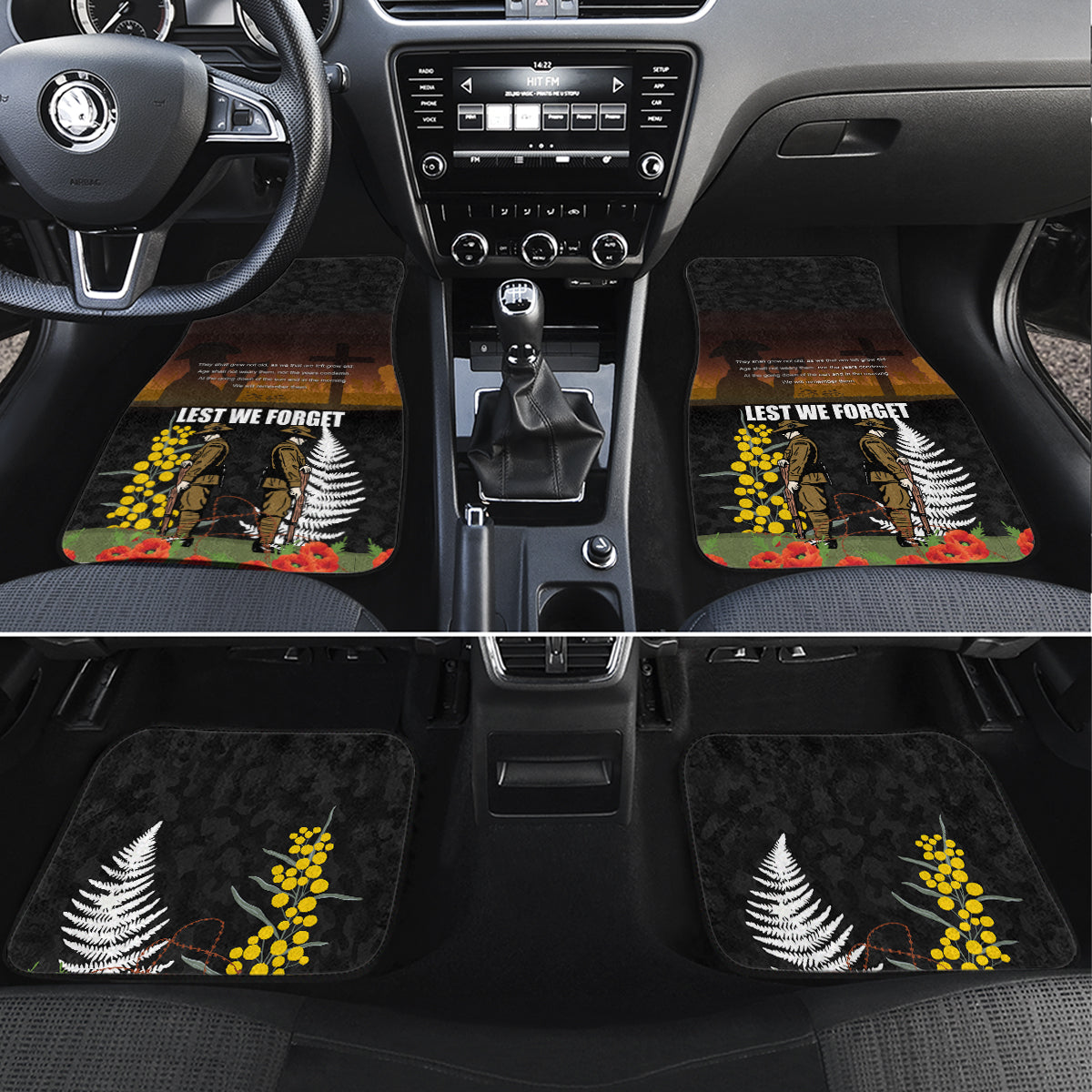 New Zealand and Australia ANZAC Day Car Mats Soldier and Last Post Camouflage Pattern