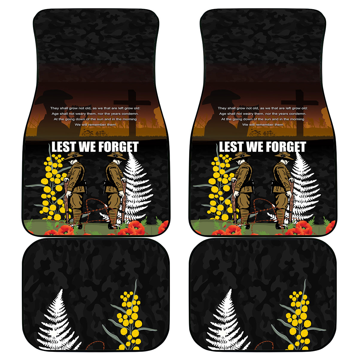 New Zealand and Australia ANZAC Day Car Mats Soldier and Last Post Camouflage Pattern