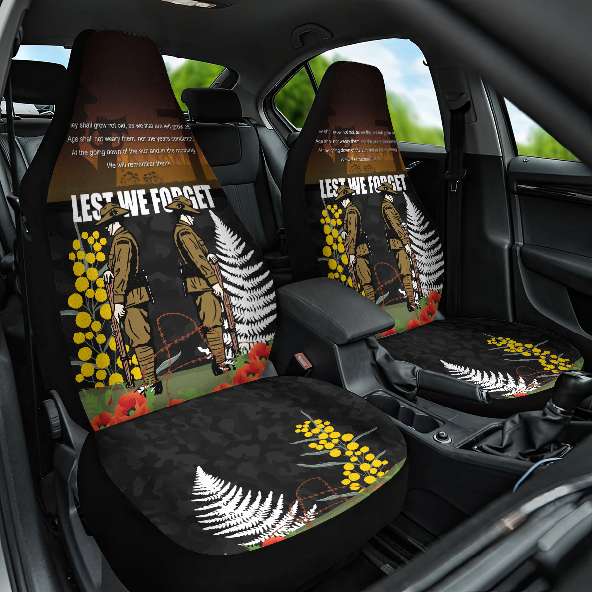 New Zealand and Australia ANZAC Day Car Seat Cover Soldier and Last Post Camouflage Pattern - Vibe Hoodie Shop