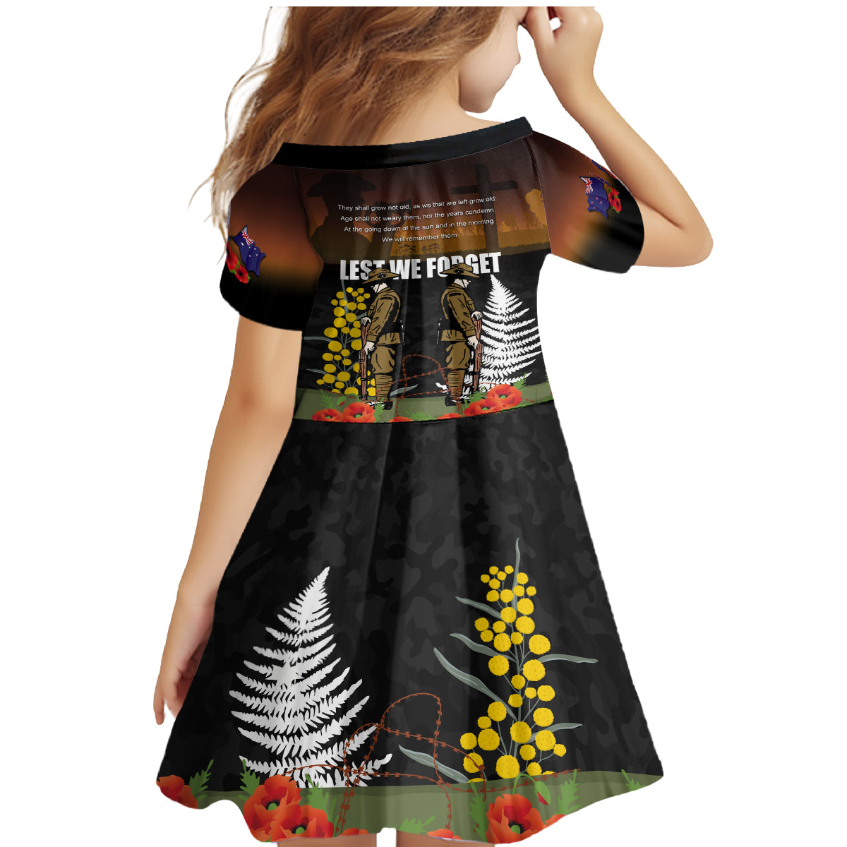 New Zealand and Australia ANZAC Day Family Matching Mermaid Dress and Hawaiian Shirt Soldier and Last Post Camouflage Pattern