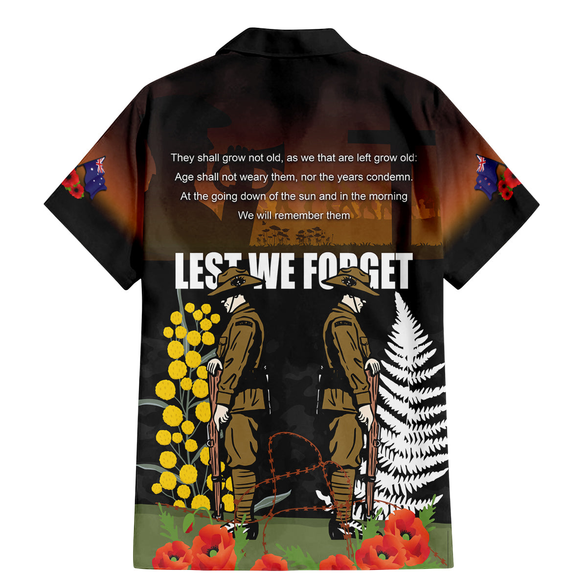 New Zealand and Australia ANZAC Day Family Matching Mermaid Dress and Hawaiian Shirt Soldier and Last Post Camouflage Pattern