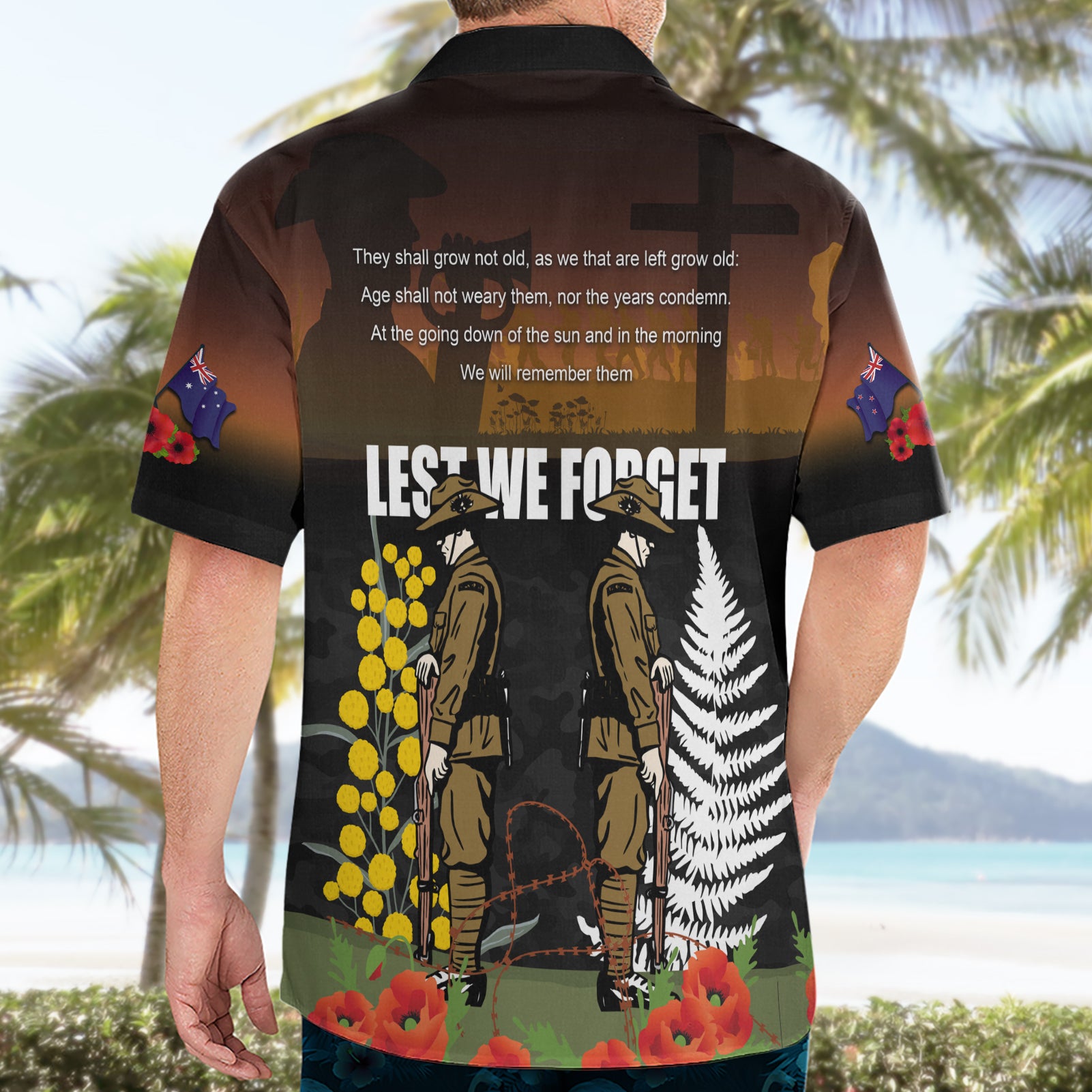 New Zealand and Australia ANZAC Day Hawaiian Shirt Soldier and Last Post Camouflage Pattern - Vibe Hoodie Shop