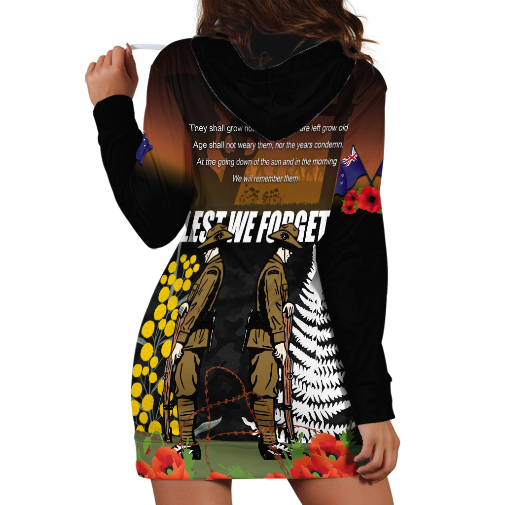 New Zealand and Australia ANZAC Day Hoodie Dress Soldier and Last Post Camouflage Pattern - Vibe Hoodie Shop
