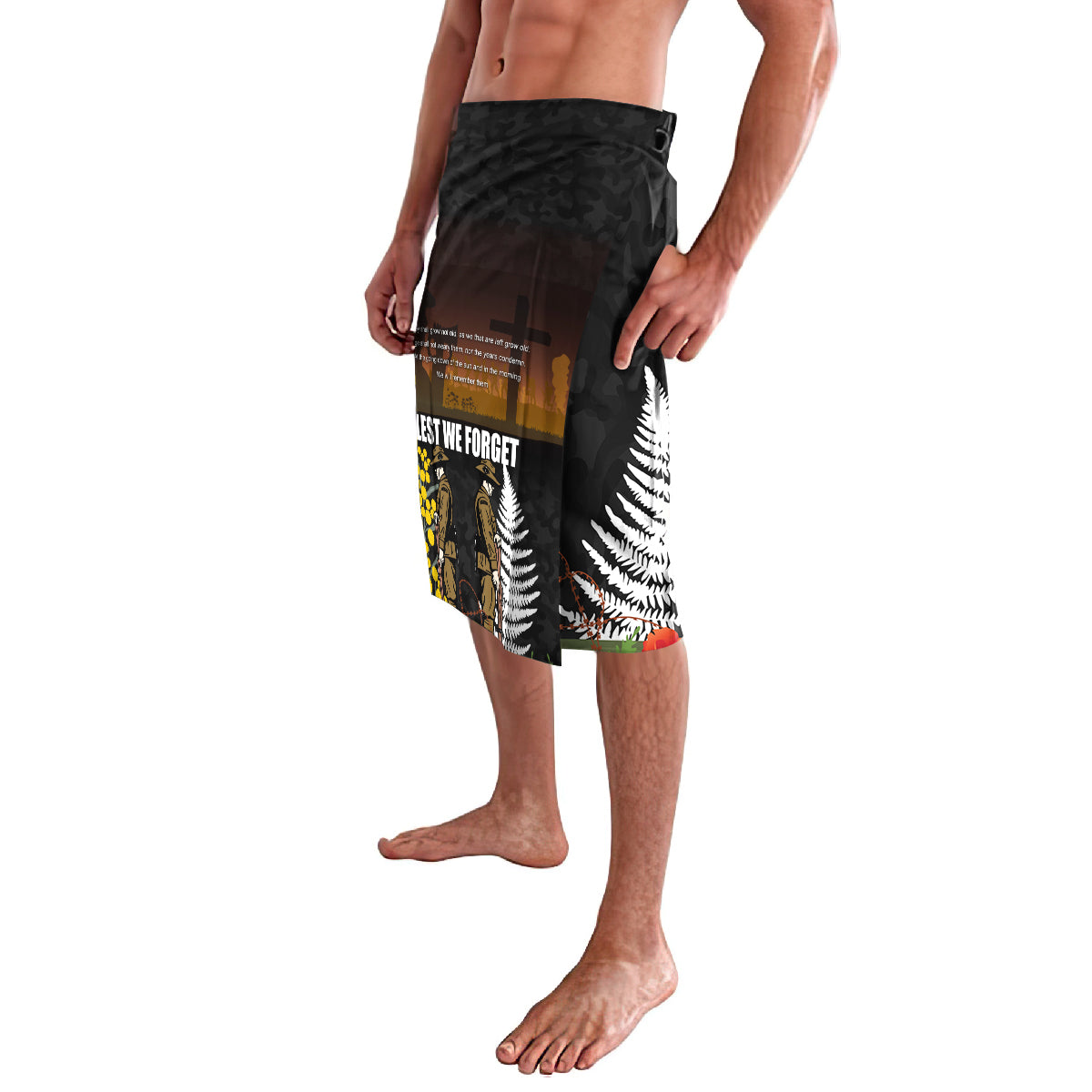 New Zealand and Australia ANZAC Day Lavalava Soldier and Last Post Camouflage Pattern