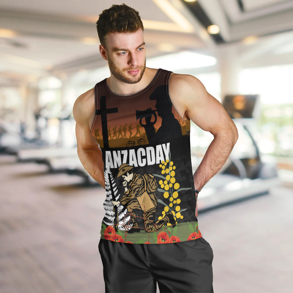 New Zealand and Australia ANZAC Day Men Tank Top Soldier and Last Post Camouflage Pattern - Vibe Hoodie Shop