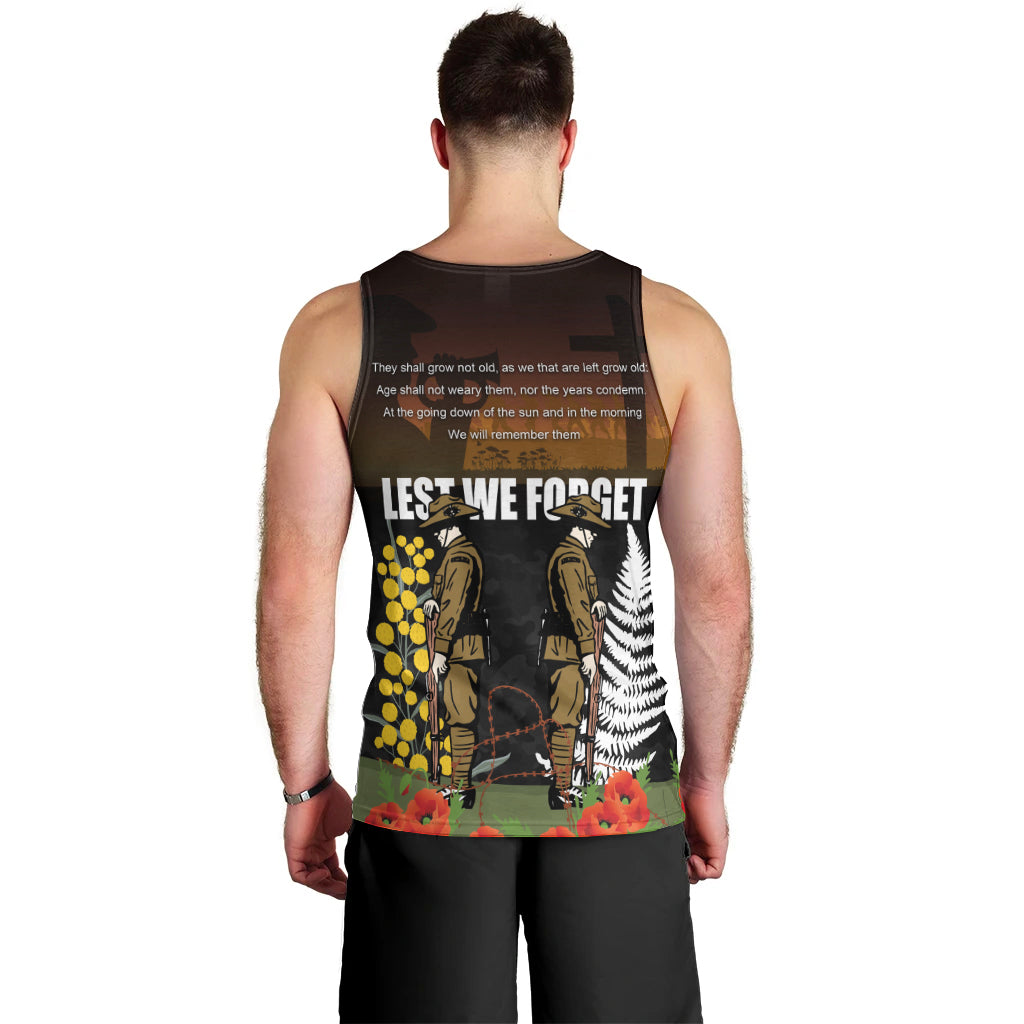 New Zealand and Australia ANZAC Day Men Tank Top Soldier and Last Post Camouflage Pattern - Vibe Hoodie Shop