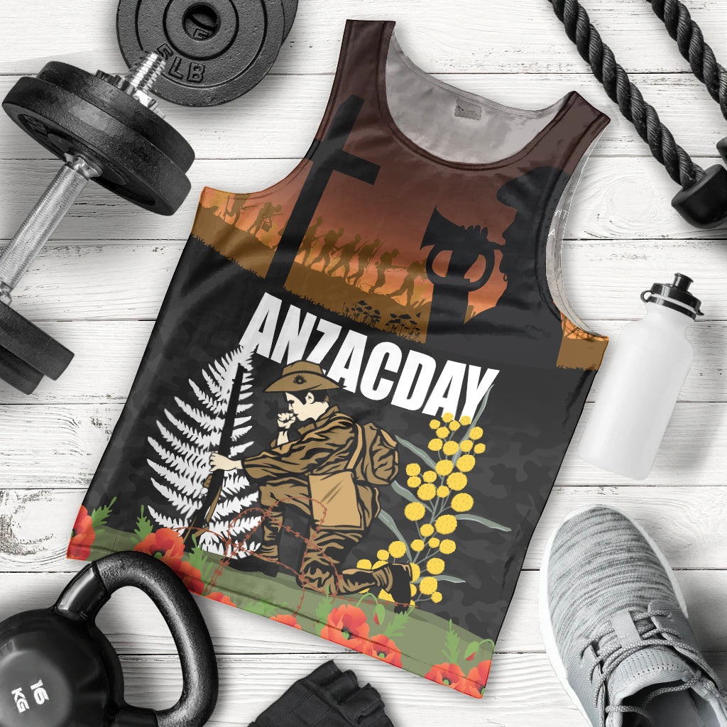 New Zealand and Australia ANZAC Day Men Tank Top Soldier and Last Post Camouflage Pattern - Vibe Hoodie Shop