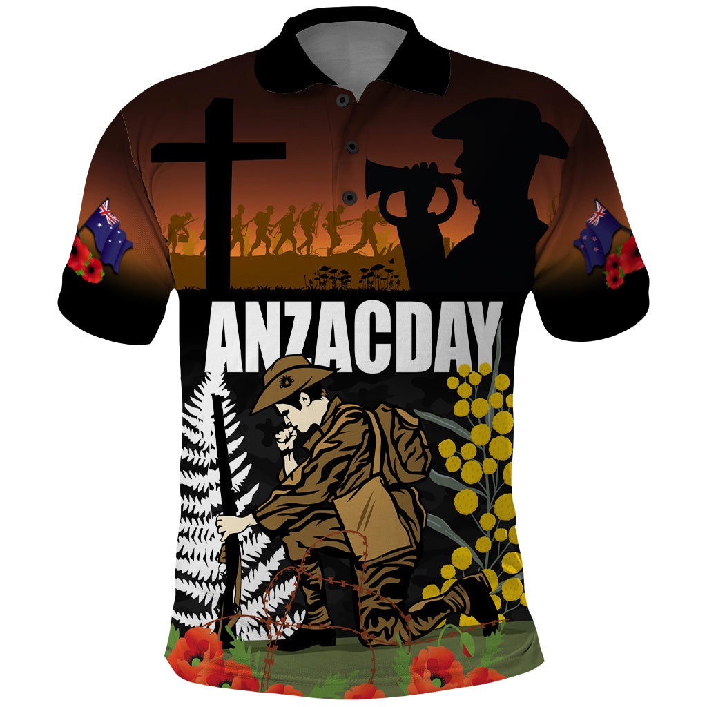 New Zealand and Australia ANZAC Day Polo Shirt Soldier and Last Post Camouflage Pattern - Vibe Hoodie Shop