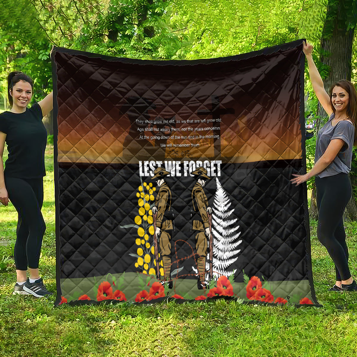New Zealand and Australia ANZAC Day Quilt Soldier and Last Post Camouflage Pattern - Vibe Hoodie Shop
