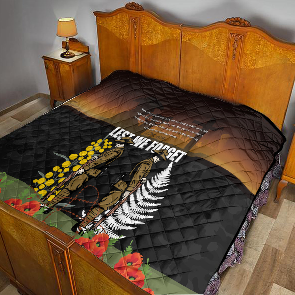 New Zealand and Australia ANZAC Day Quilt Soldier and Last Post Camouflage Pattern - Vibe Hoodie Shop