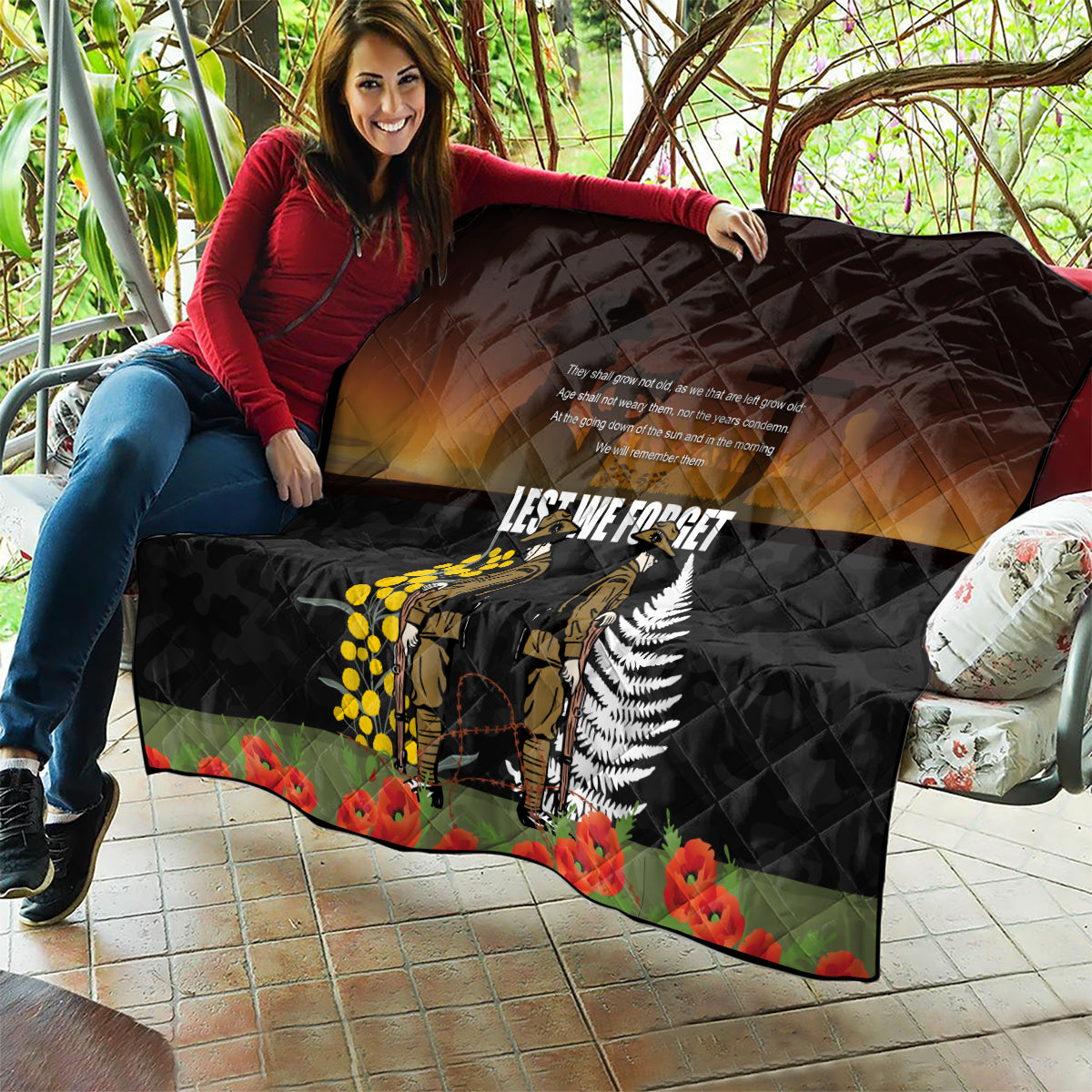 New Zealand and Australia ANZAC Day Quilt Soldier and Last Post Camouflage Pattern - Vibe Hoodie Shop