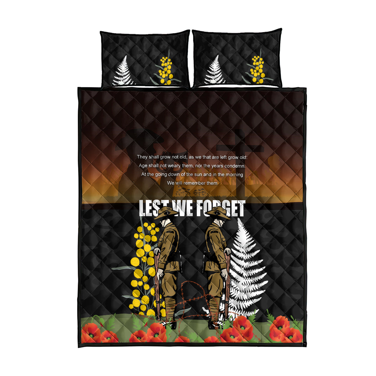New Zealand and Australia ANZAC Day Quilt Bed Set Soldier and Last Post Camouflage Pattern - Vibe Hoodie Shop