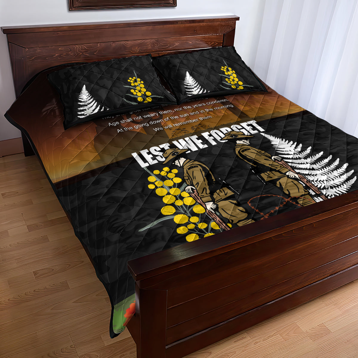 New Zealand and Australia ANZAC Day Quilt Bed Set Soldier and Last Post Camouflage Pattern - Vibe Hoodie Shop