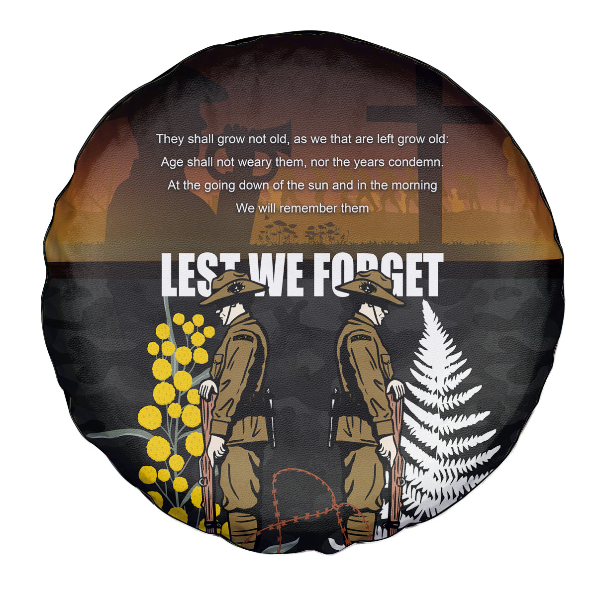 New Zealand and Australia ANZAC Day Spare Tire Cover Soldier and Last Post Camouflage Pattern - Vibe Hoodie Shop