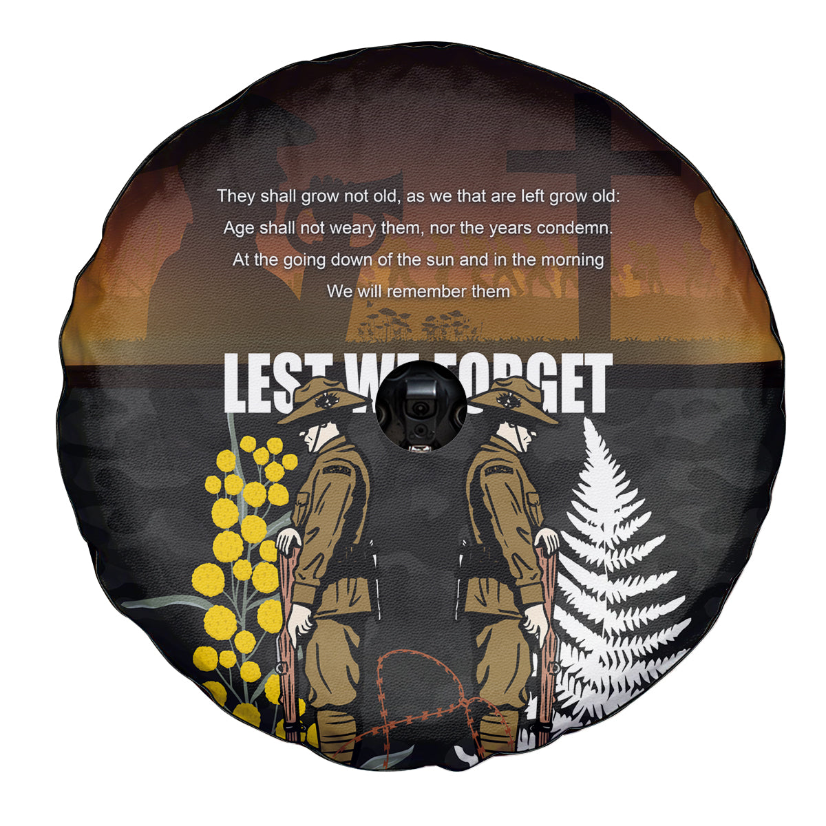 New Zealand and Australia ANZAC Day Spare Tire Cover Soldier and Last Post Camouflage Pattern - Vibe Hoodie Shop