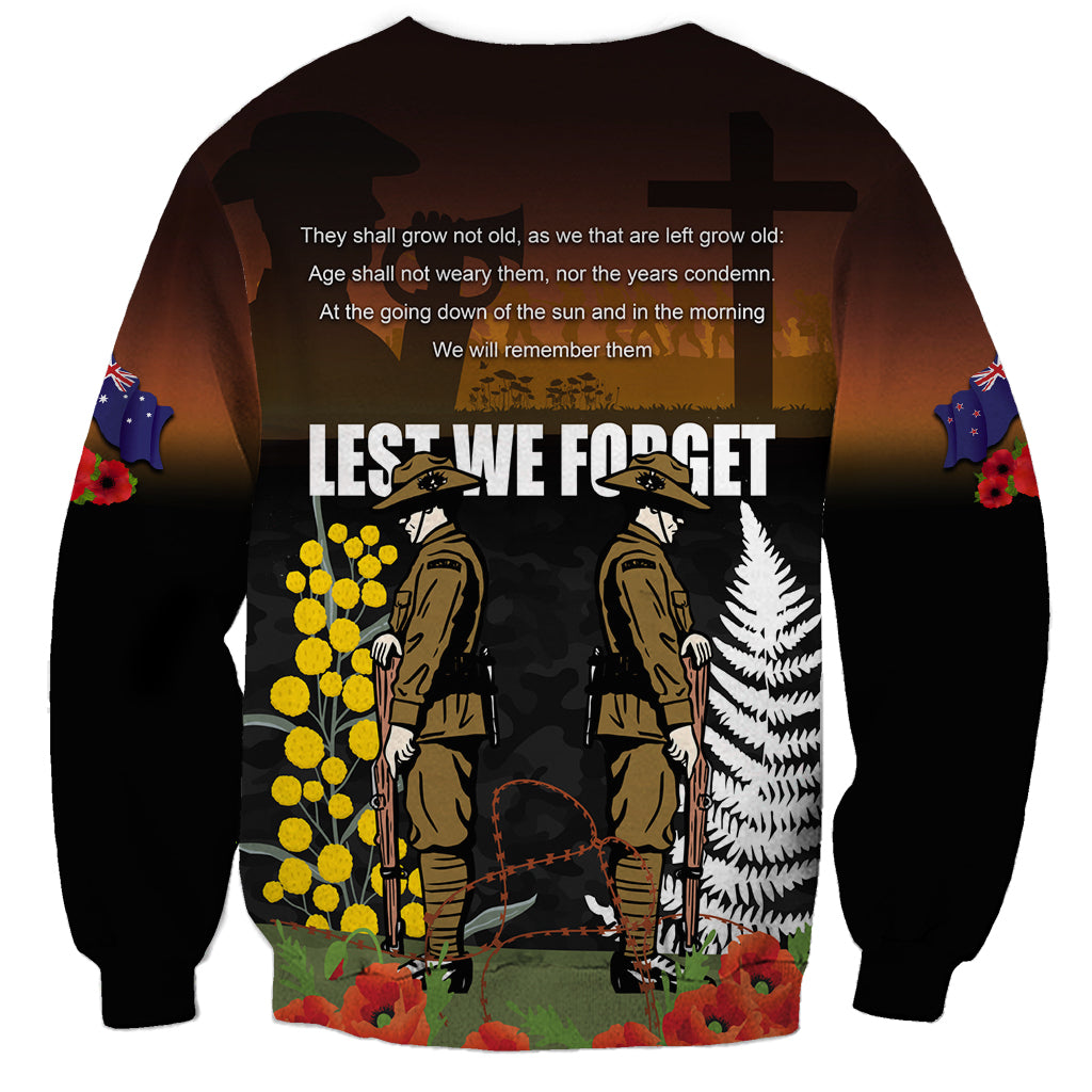New Zealand and Australia ANZAC Day Sweatshirt Soldier and Last Post Camouflage Pattern - Vibe Hoodie Shop