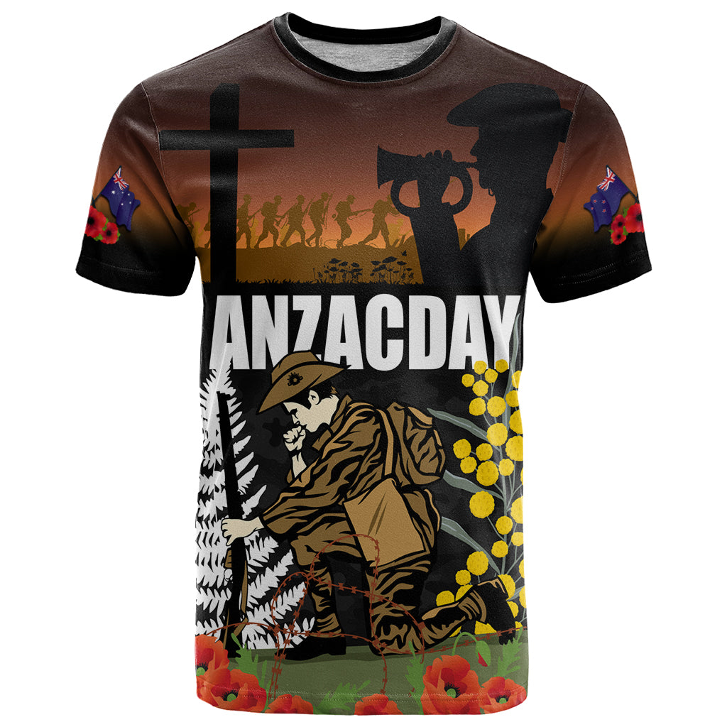 New Zealand and Australia ANZAC Day T Shirt Soldier and Last Post Camouflage Pattern - Vibe Hoodie Shop