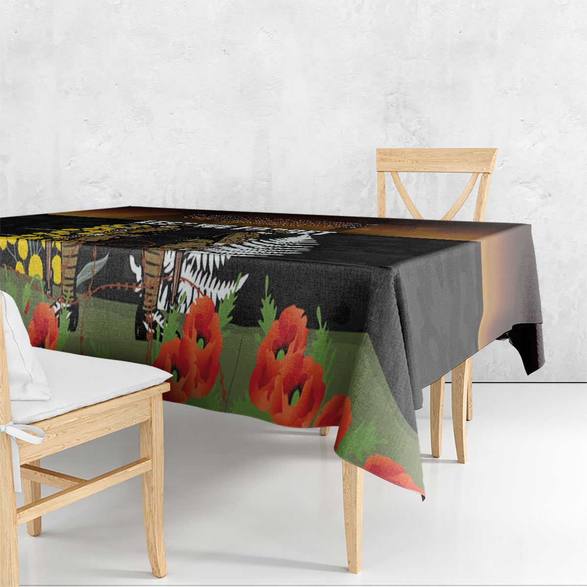 New Zealand and Australia ANZAC Day Tablecloth Soldier and Last Post Camouflage Pattern