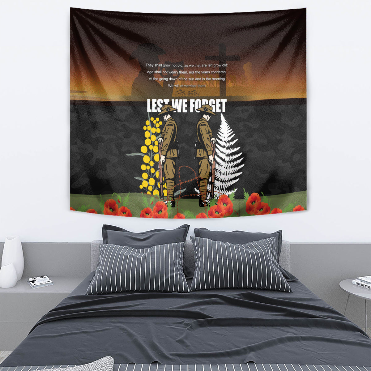 New Zealand and Australia ANZAC Day Tapestry Soldier and Last Post Camouflage Pattern - Vibe Hoodie Shop