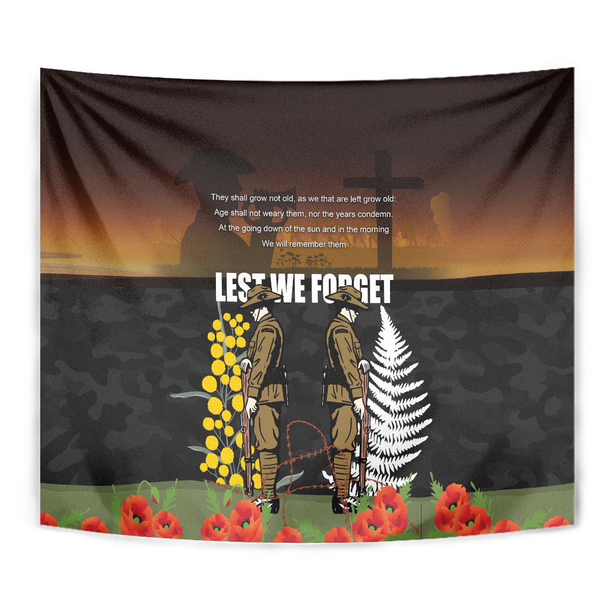 New Zealand and Australia ANZAC Day Tapestry Soldier and Last Post Camouflage Pattern - Vibe Hoodie Shop