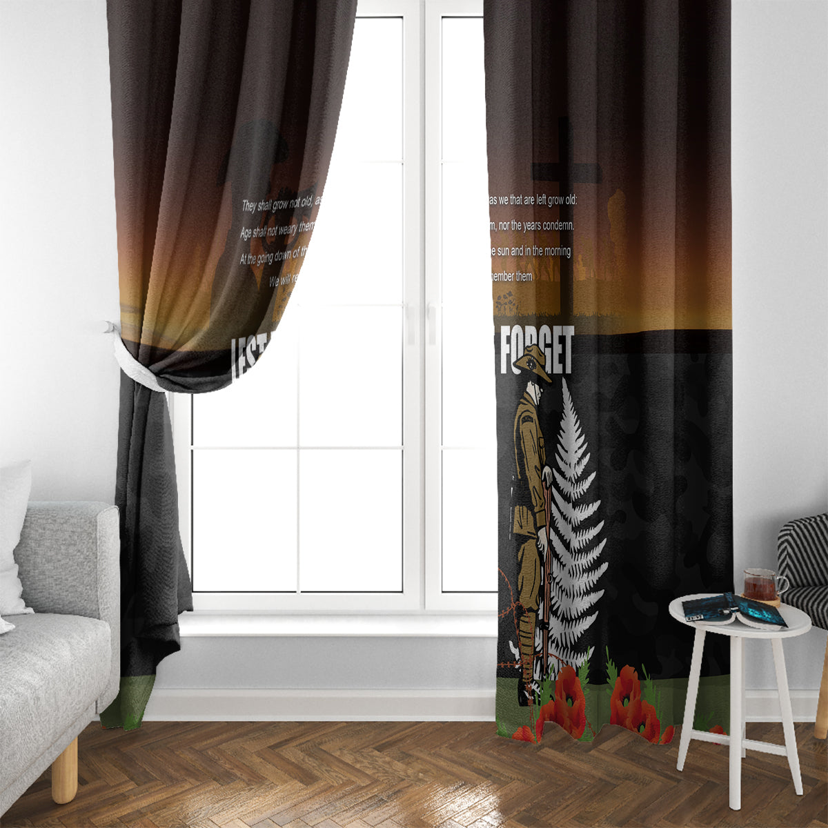New Zealand and Australia ANZAC Day Window Curtain Soldier and Last Post Camouflage Pattern