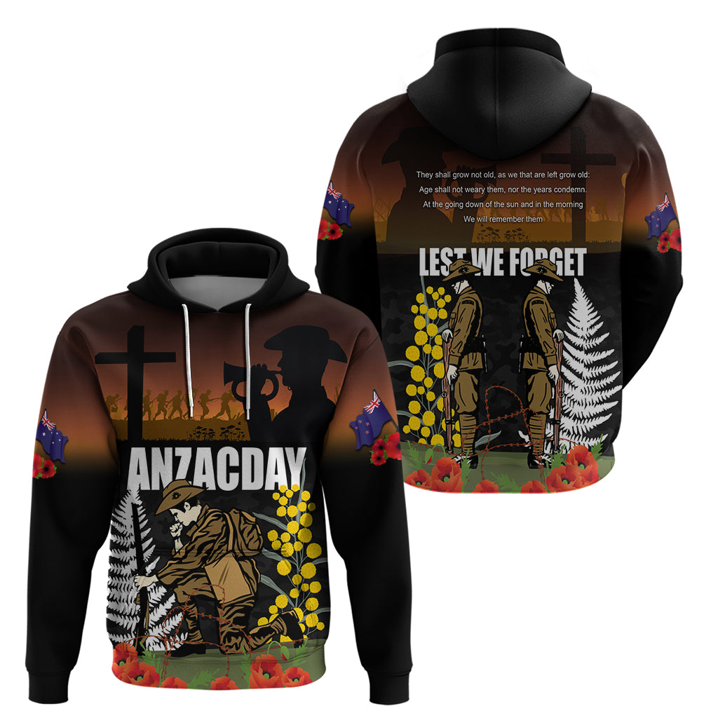 New Zealand and Australia ANZAC Day Zip Hoodie Soldier and Last Post Camouflage Pattern - Vibe Hoodie Shop