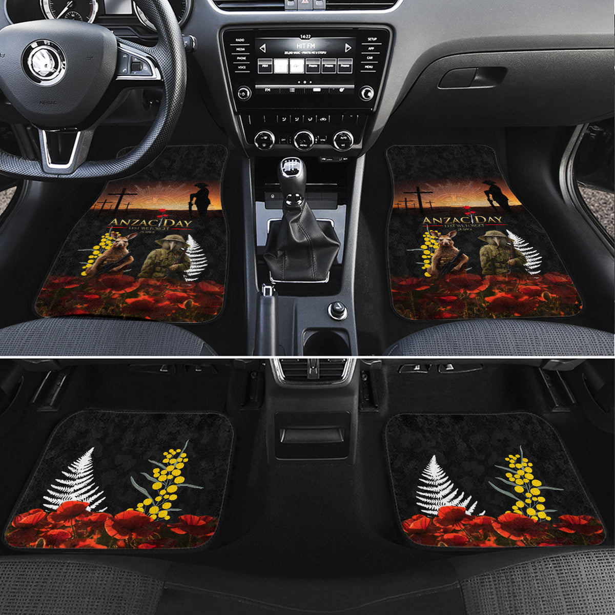 New Zealand and Australia ANZAC Day Car Mats Kiwi Bird and Kangaroo Soldier
