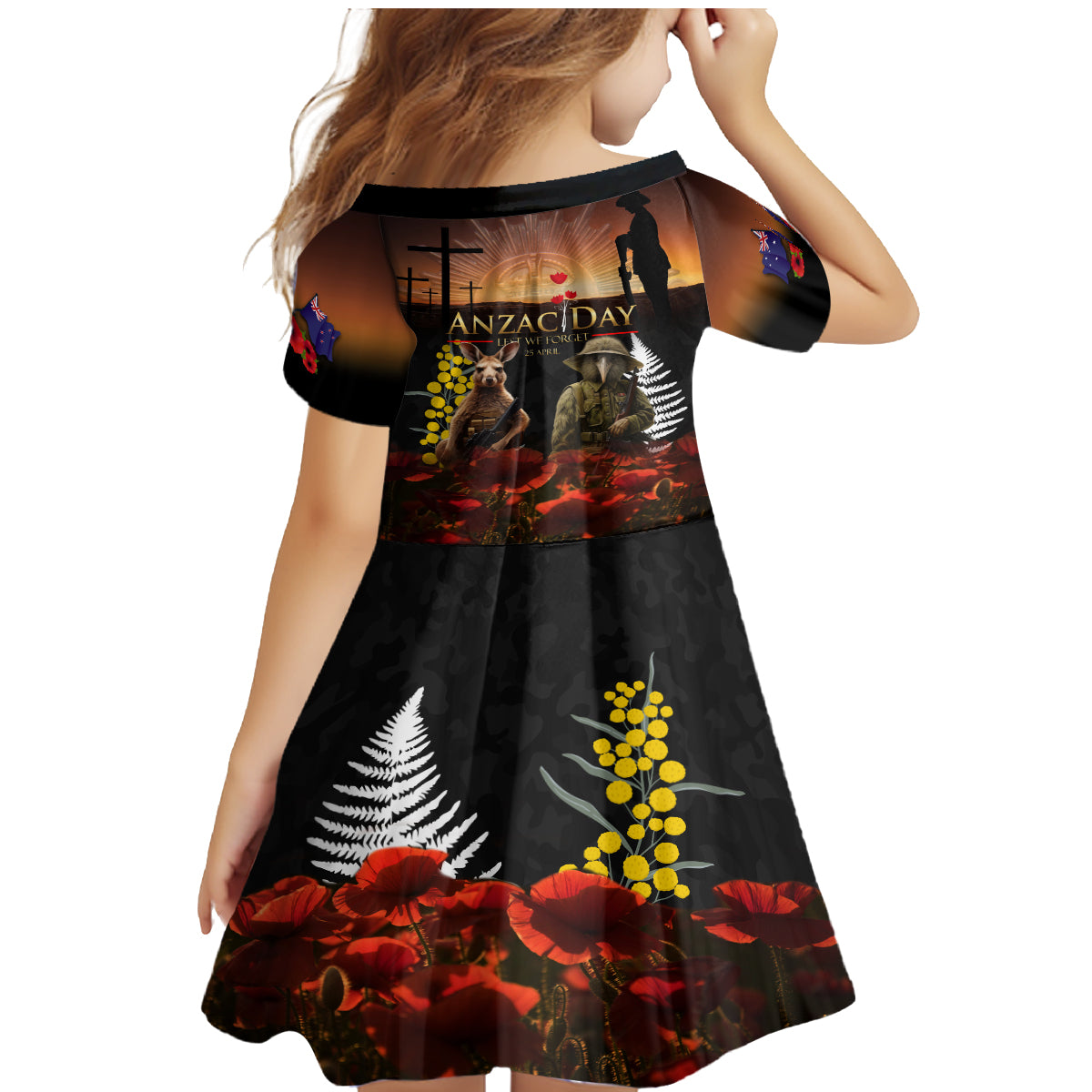 New Zealand and Australia ANZAC Day Family Matching Mermaid Dress and Hawaiian Shirt Kiwi Bird and Kangaroo Soldier