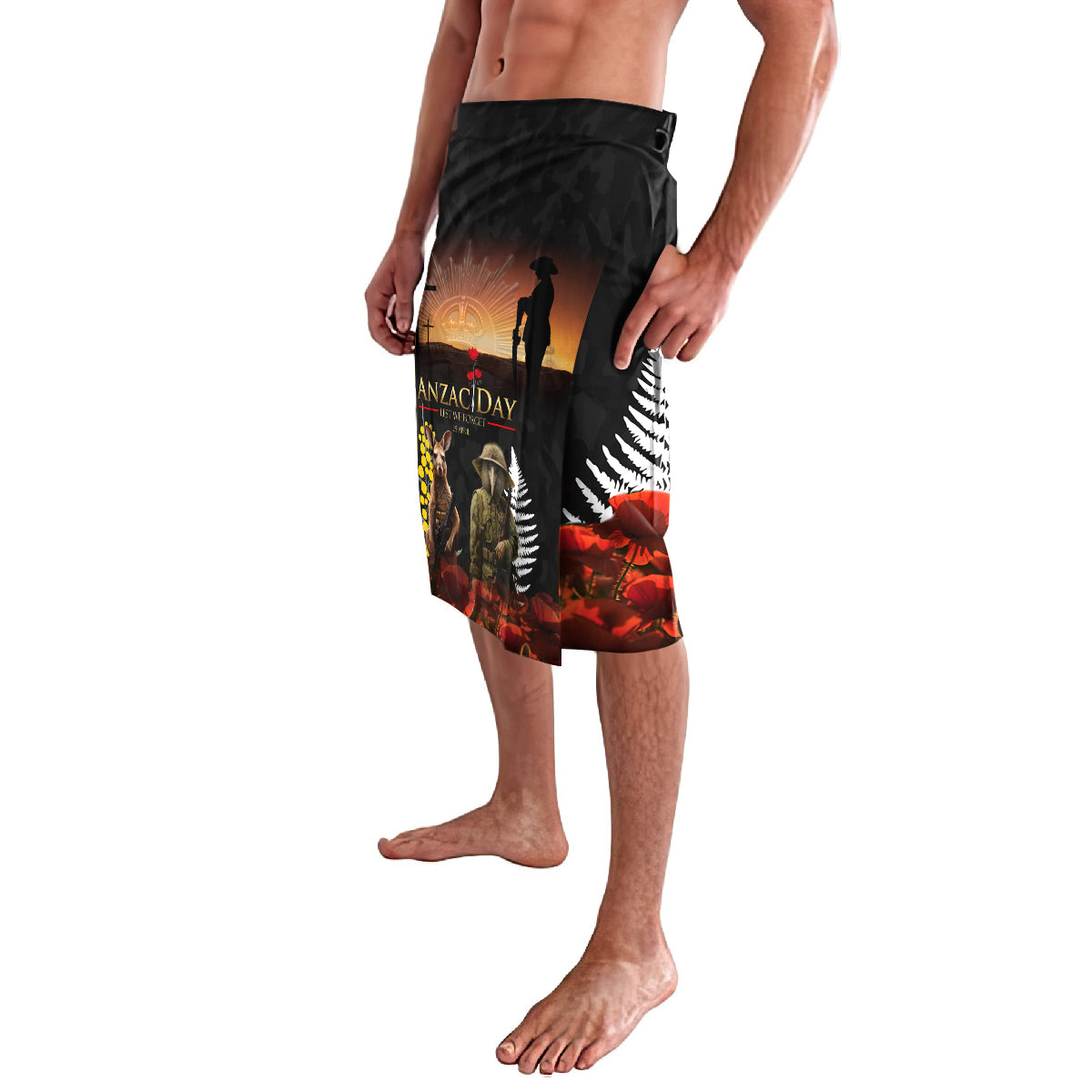 New Zealand and Australia ANZAC Day Lavalava Kiwi Bird and Kangaroo Soldier