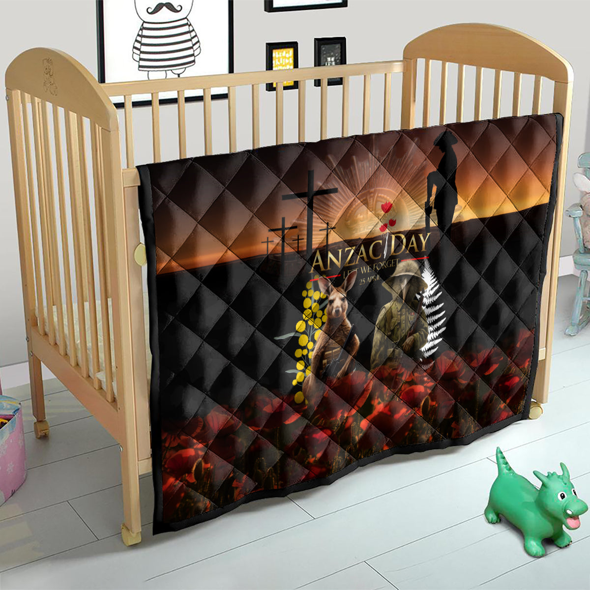 New Zealand and Australia ANZAC Day Quilt Kiwi Bird and Kangaroo Soldier - Vibe Hoodie Shop