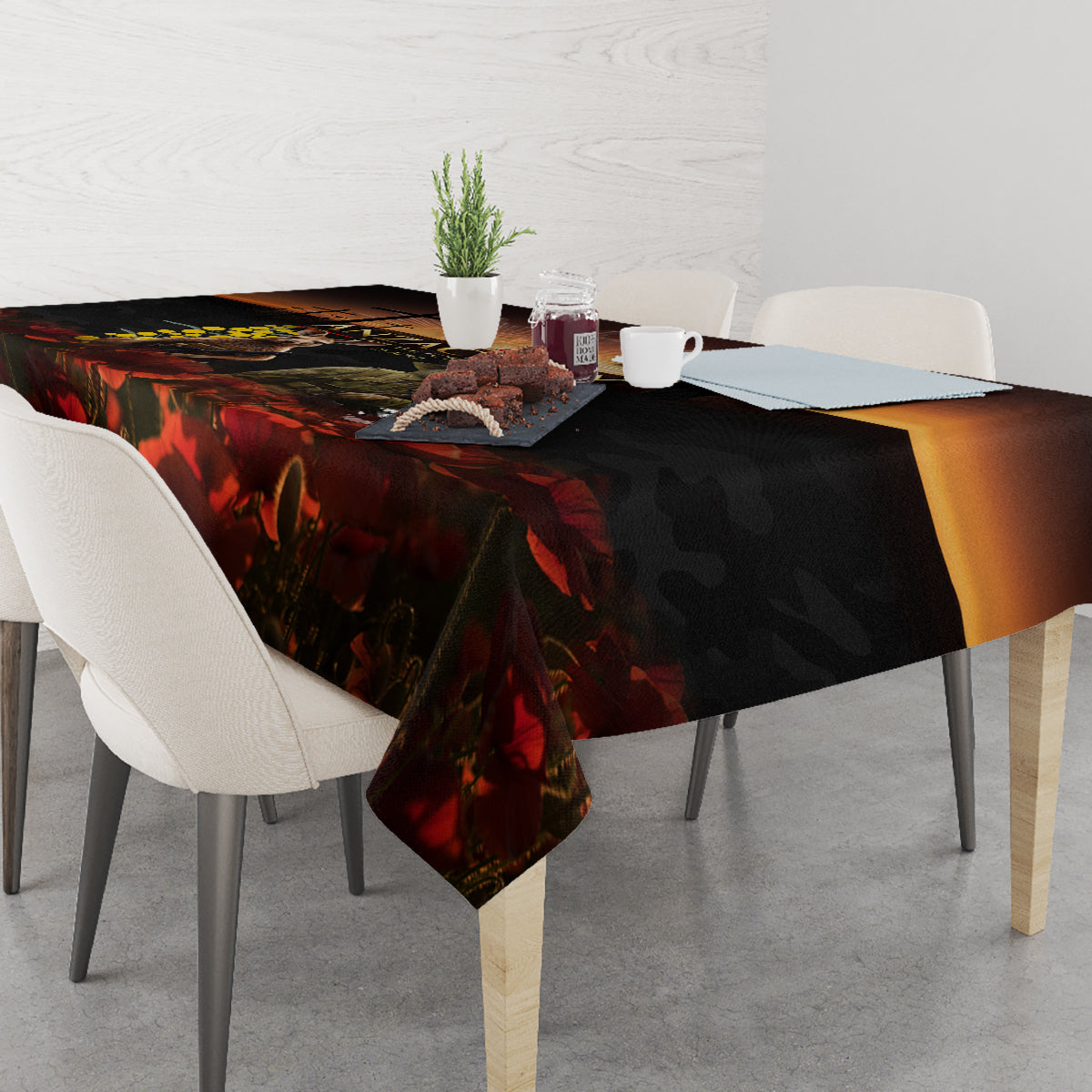 New Zealand and Australia ANZAC Day Tablecloth Kiwi Bird and Kangaroo Soldier