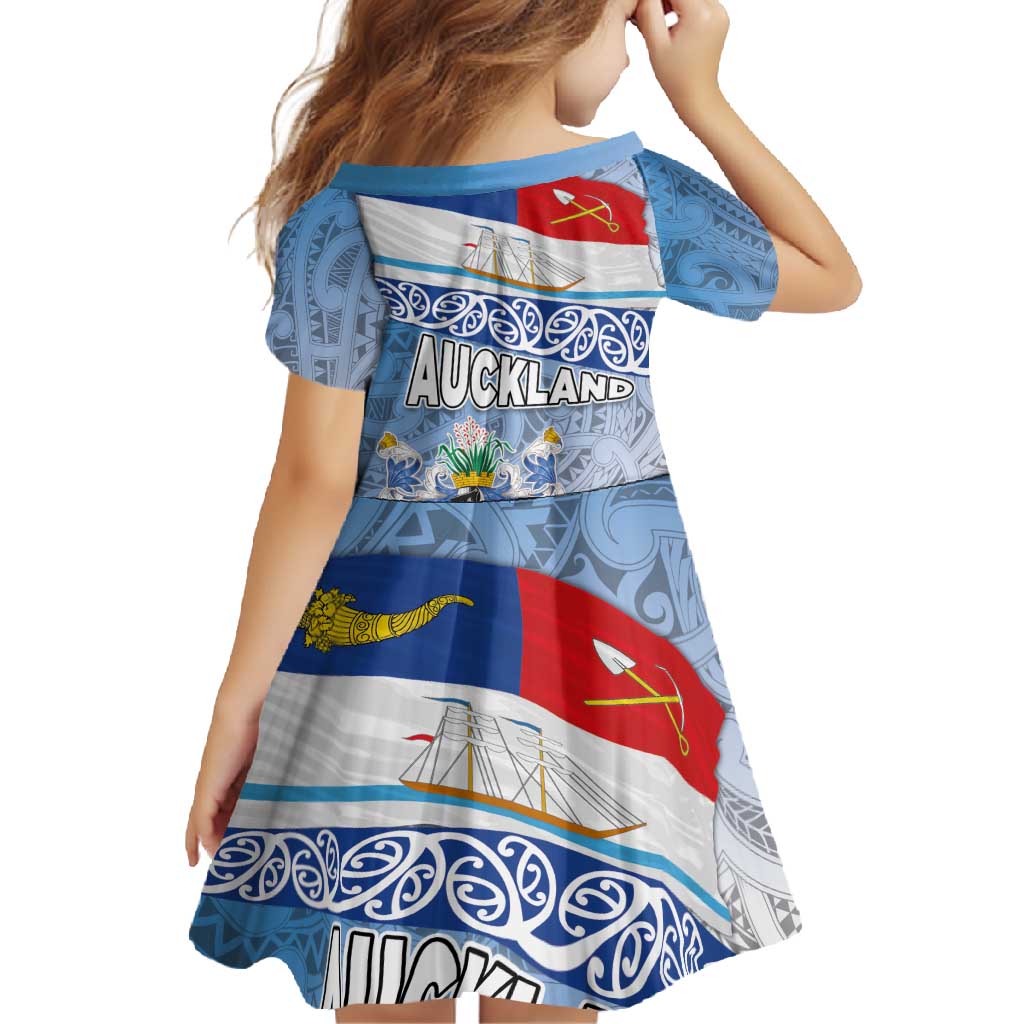 New Zealand Auckland Family Matching Mermaid Dress and Hawaiian Shirt Auckland's Flag and Coat of Arms - Koru Art Maori Pattern