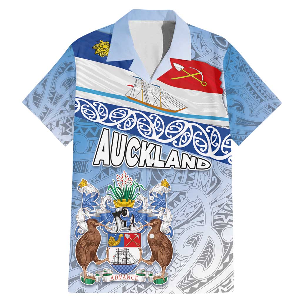 New Zealand Auckland Family Matching Mermaid Dress and Hawaiian Shirt Auckland's Flag and Coat of Arms - Koru Art Maori Pattern