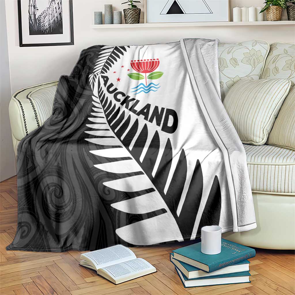 New Zealand Auckland Blanket Auckland's Emblem and Silver Ferns - Maori Art Tattoo - Vibe Hoodie Shop