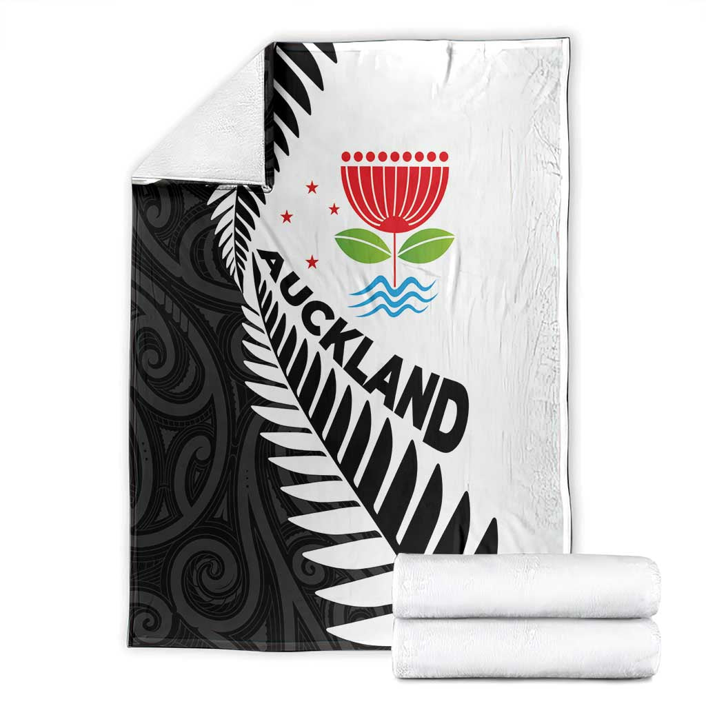 New Zealand Auckland Blanket Auckland's Emblem and Silver Ferns - Maori Art Tattoo - Vibe Hoodie Shop